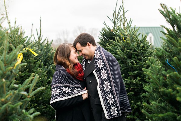Christmas Tree Farm Engagement Photos  ||  Joy Michelle Photography  ||  Charm City Wed  ||   www.charmcitywed.com