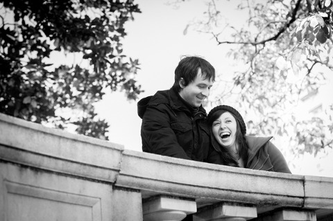 Couple laughing in Mt. Vernon  ||  What to wear for your engagement session  ||  Jennifer Smutek Photography  ||   Charm City Wed  ||   www.charmcitywed.com