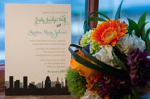 Same-Sex Orioles Themed Wedding  ||  Jennifer McMenamin Photography  ||  Charm City Wed  ||  www.charmcitywed.com