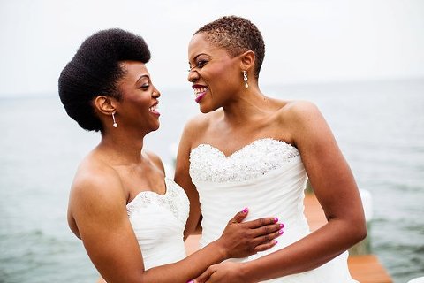 Black lesbian wedding at Celebrations at the Bay  ||  Emily Chastain Photography  ||  Charm City Wed  ||  www.charmcitywed.com
