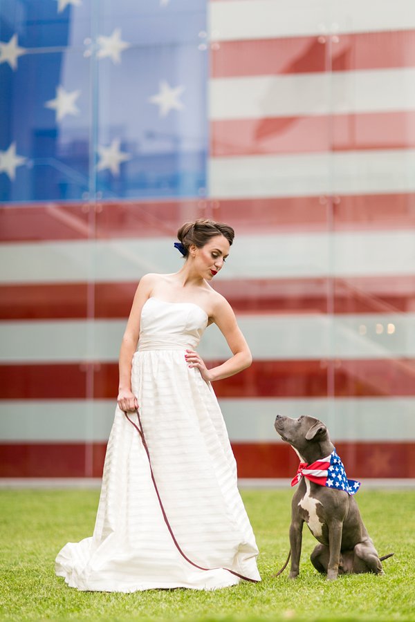 Red, white & blue - blue pitbull - 4th of July Inspired Wedding Styled Shoot  ||  tPoz Photography  ||  Pop the Cork Designs    ||  Charm City Wed  ||  www.charmcitywed.com