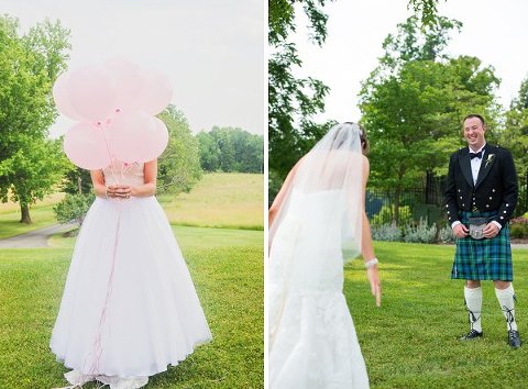 Wedding First Look with balloons || Artistic Imagez || Charm City Wed || www.charmcitywed.com