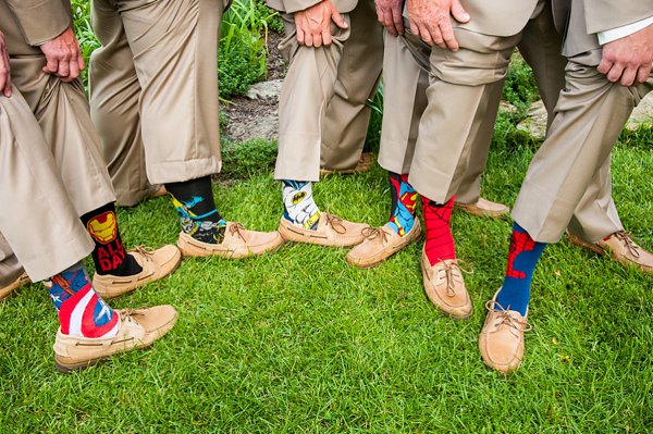 Superhero wedding socks  ||  Robin Shotola Photography  ||  Charm City Wed  ||  www.charmcitywed.com