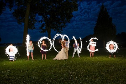 Wedding Fireworks spells LOVE  ||  Kathleen Hertel Photography  || Charm City Wed  ||  www.charmcitywed.com