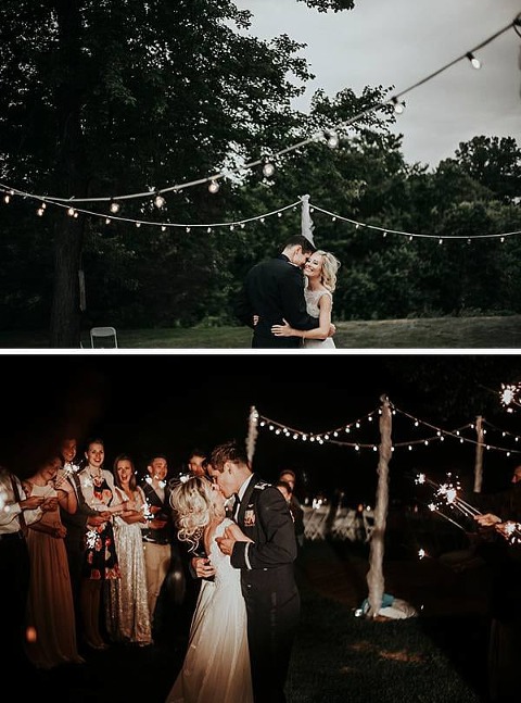 dance floor trimmed with lights for outdoor wedding reception in Bowie Maryland. 
