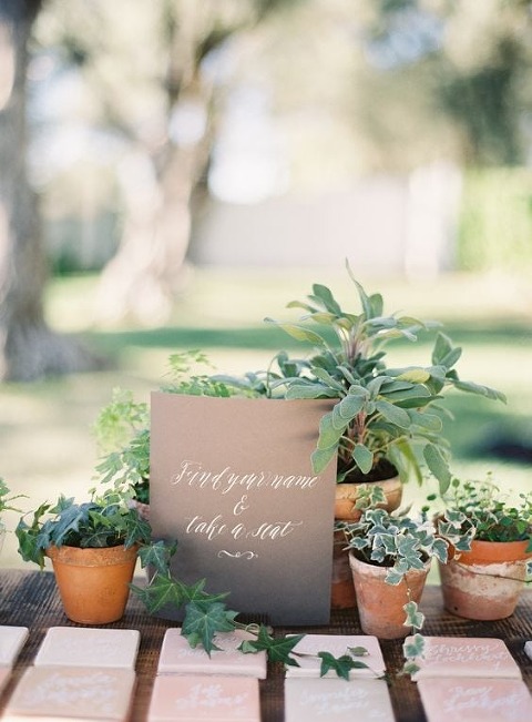 Photos Credit Rylie Hitchner l Charm City Wed l Potted Plant Guest Book Decor