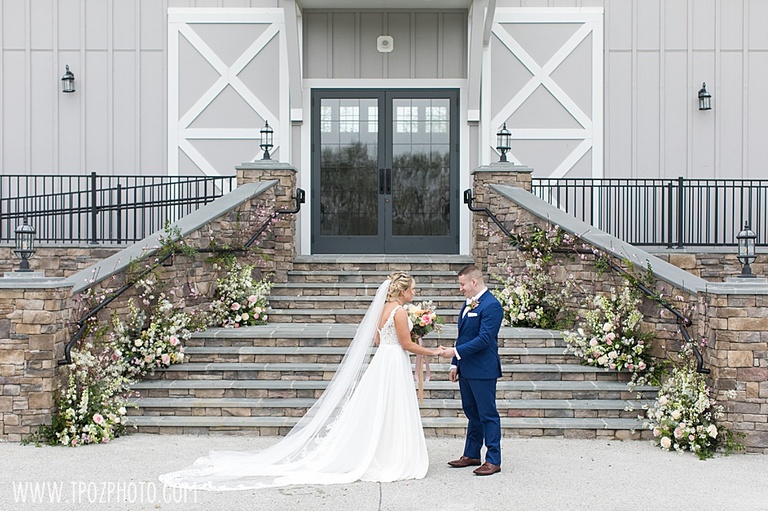 Bride+Groom's First Look at Rosewood's Rustic Barn • tPoz Photography
